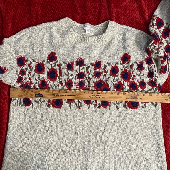 J JILL boxy oversized floral print knit crew neck size medium - Picture 6 of 11